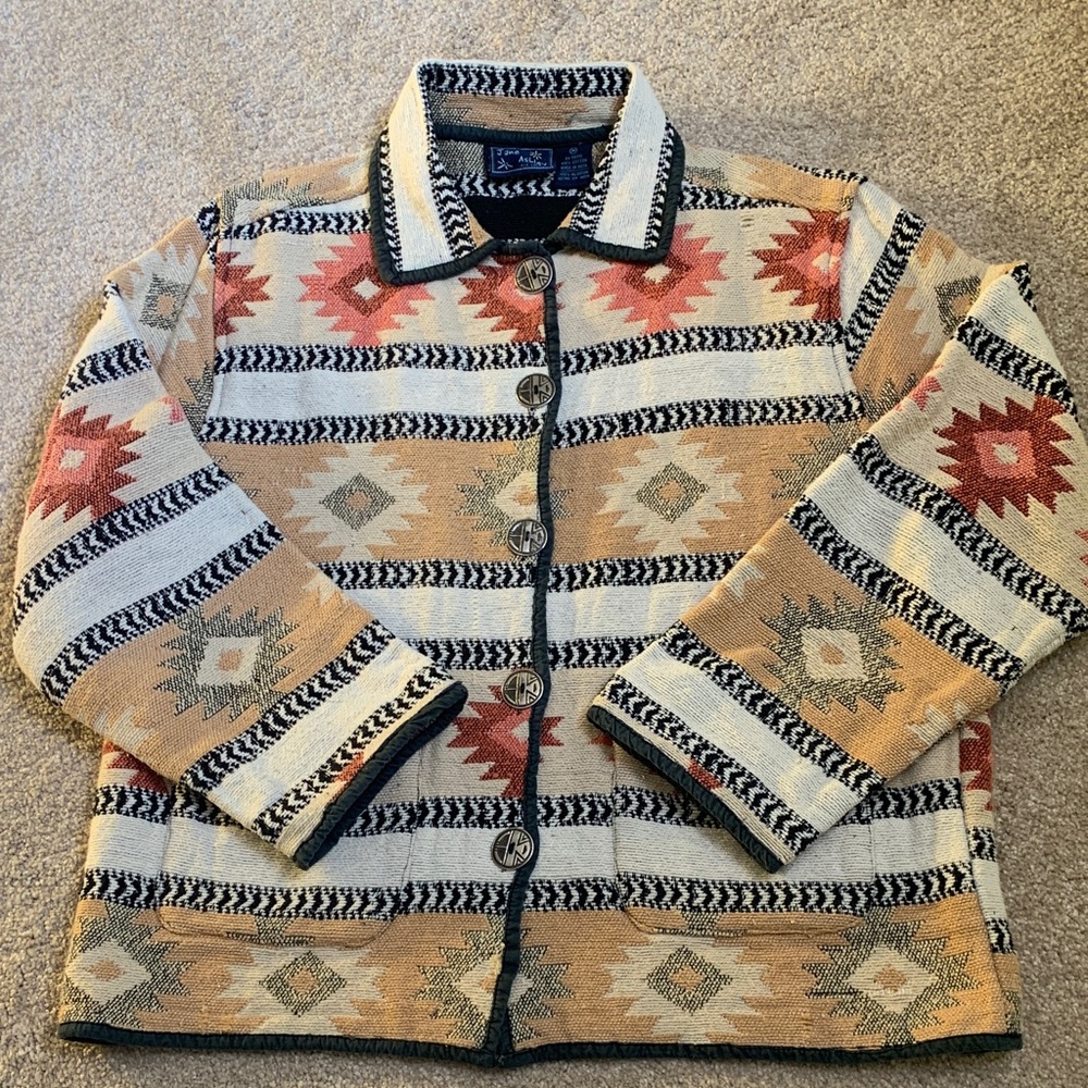 Jane Ashley Black and Tan Patterned Cotton Jacket